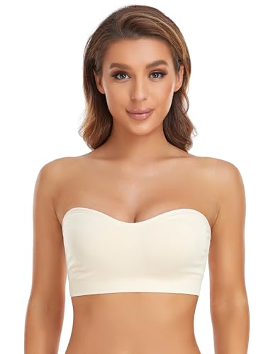 Lusait Strapless Bra for Women Non-Slip Silicone Padded Bandeau Bra Wireless Tube Top...