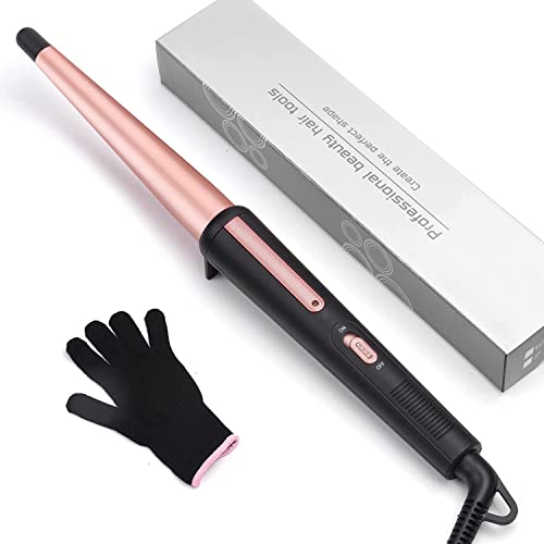Hair Curling Wand, 0.5-1Inch Tapered Curling Iron, Professional Ceramic Hair Curler...