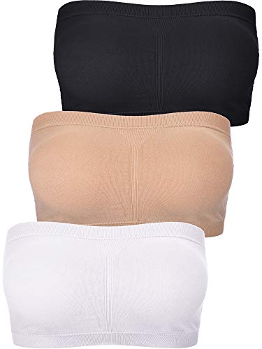 Women Bandeau Bra Padded Strapless Bralette Bra Seamless Bandeau Tube Top Bra...